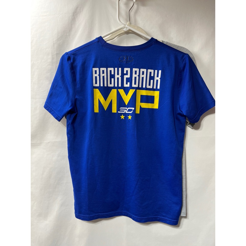 Under Armour Boys HeatGear T-Shirt Bundle Stephen Curry SC30 MVP Grey Blue YLG 2 - Picture 3 of 4